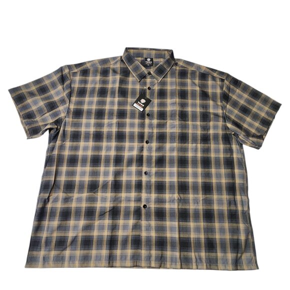 YAGO Men's Short Sleeve Plaid Button Down Shirt 5XL - Picture 1 of 8